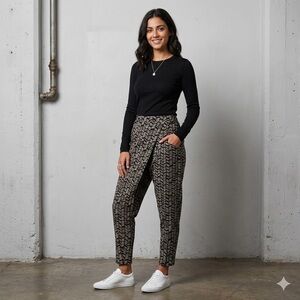 Matthildur Womens Asymmetrical Balloon Leg Pants M Pima Cotton Blend Lagenlook